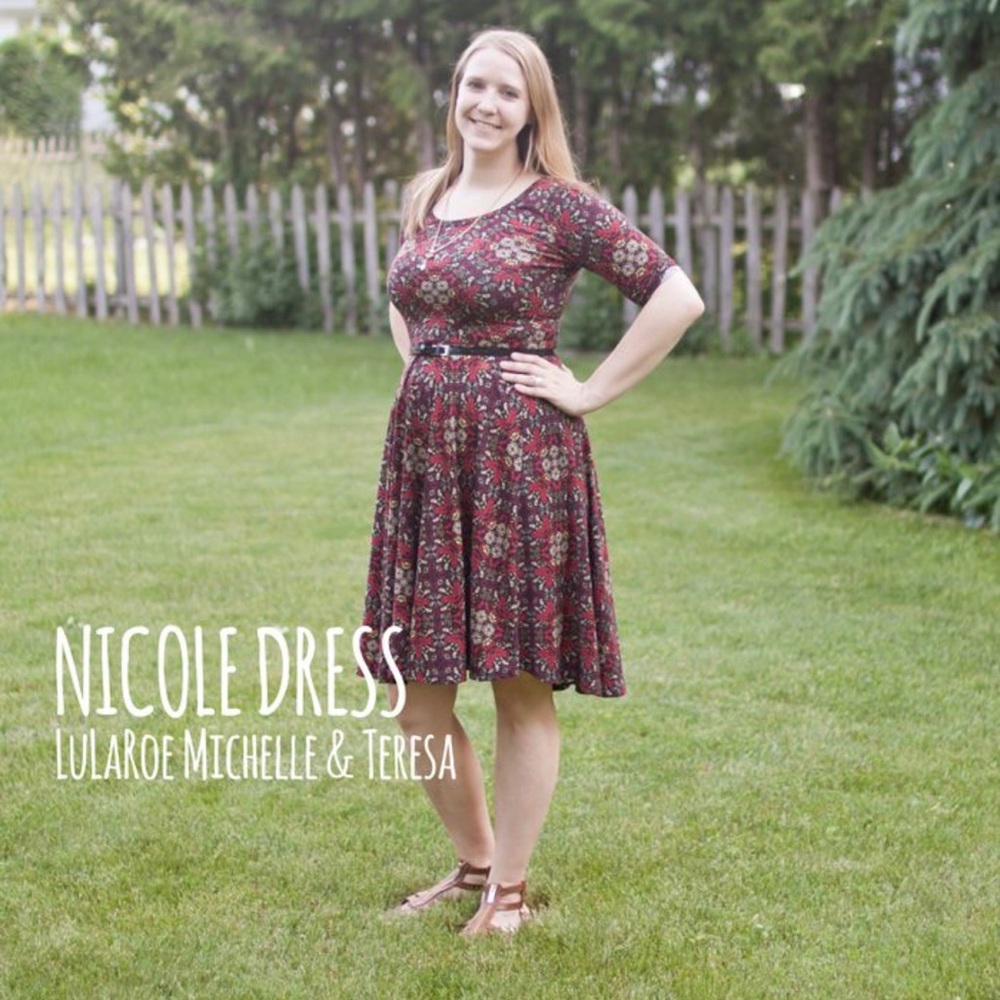NWT LuLaRoe, Nicole style dress in gray, brown, beige. In XL size.